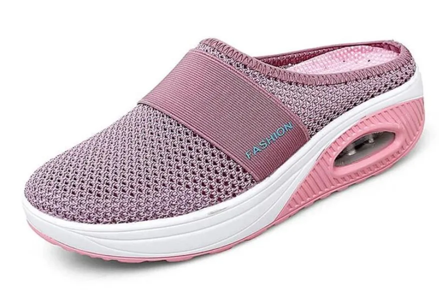 2025 Summer European and American Large Size Baotou Half Slippers Women's Mesh No Heel Slip-on Women's Shoes Flat Shoes