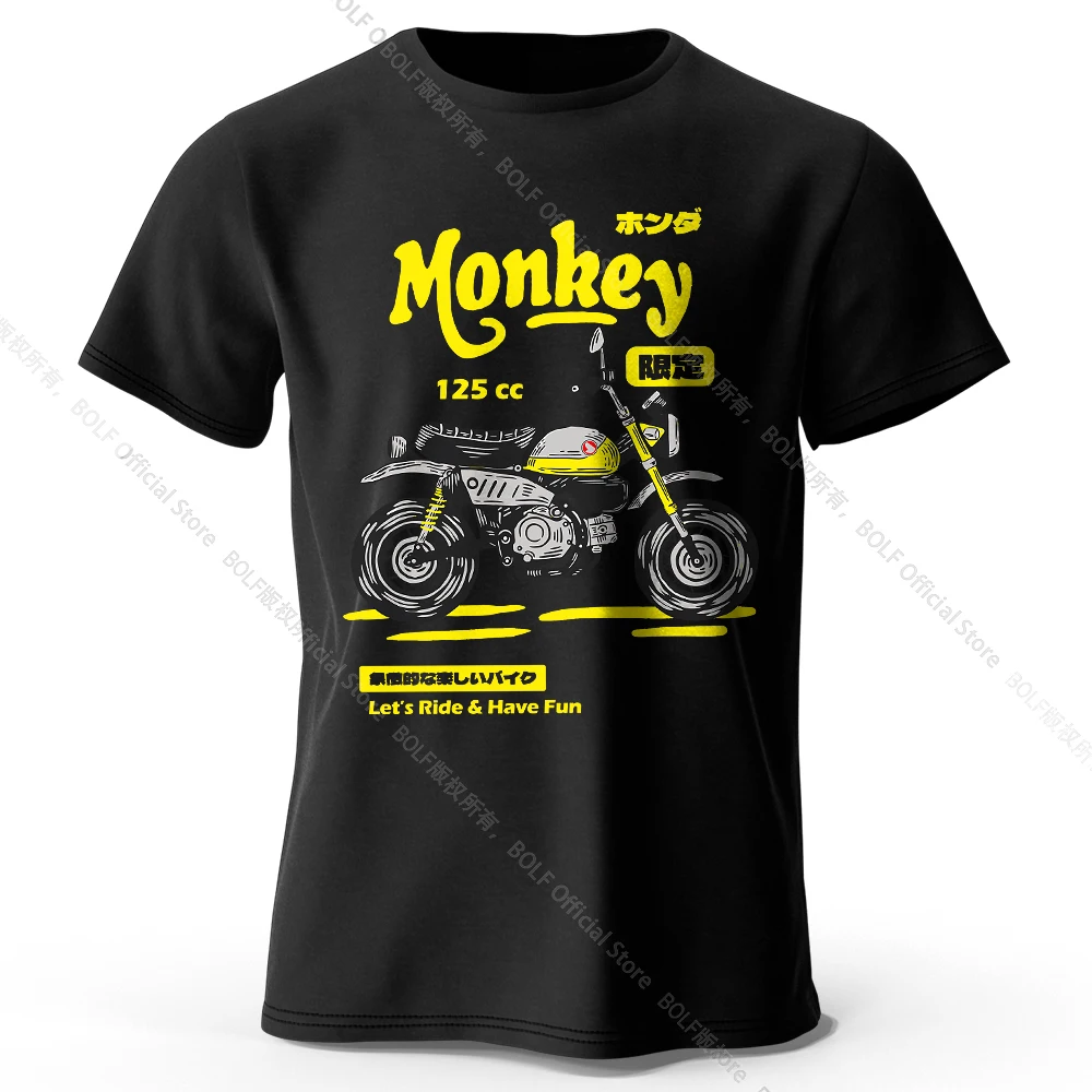 Vintage Hand-Drawn Motorcycle Graphic Cotton Tee - Unisex Retro Biker Style Shirt
