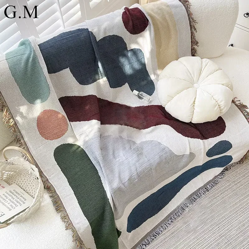 

Geometric Yarn Dyed Woven Throw Blanket Sofa Cover Jacquard Bed Blankets Funky Beach Picnic Blanket Ins Wall Tapestry Home Decor