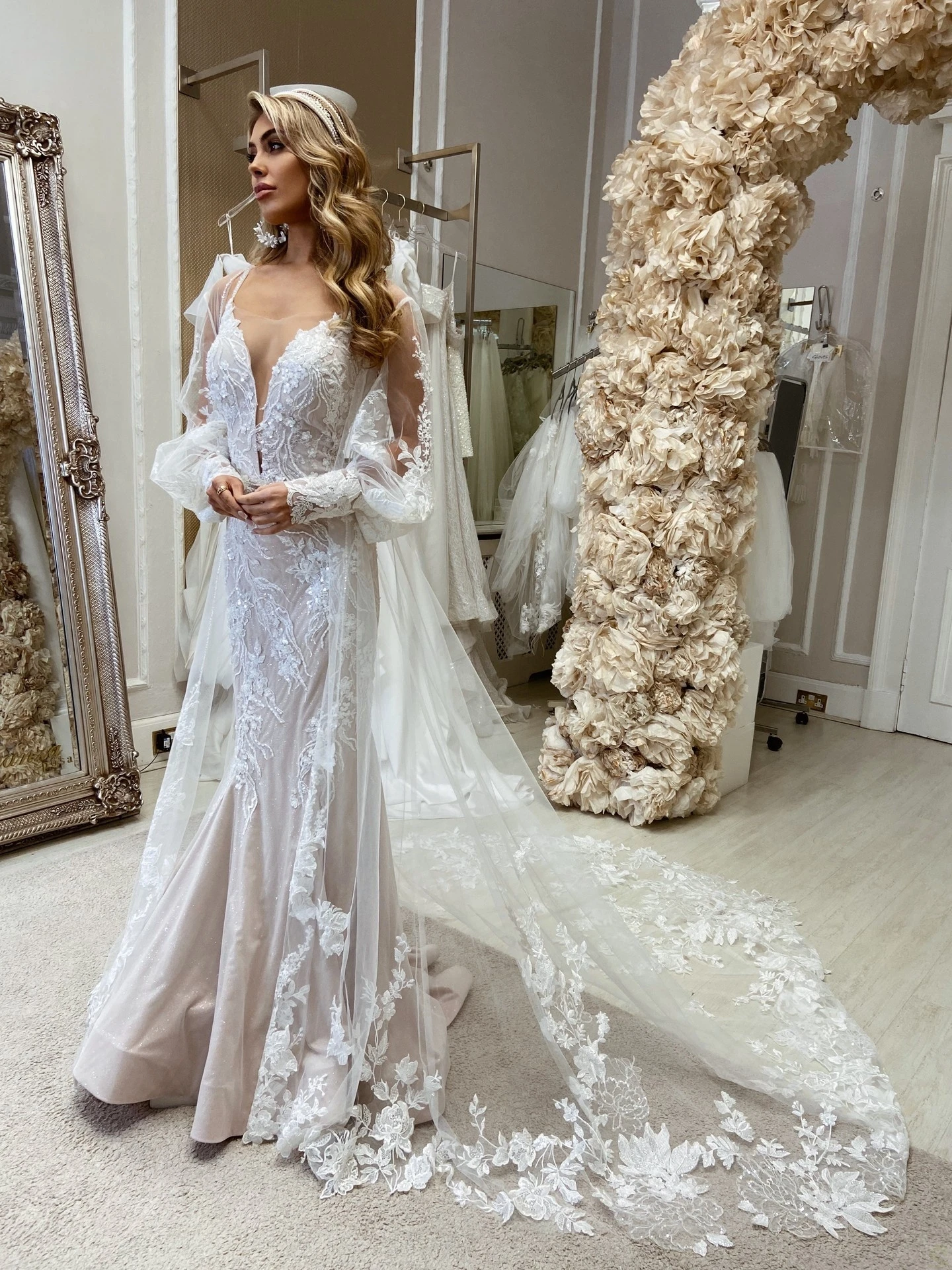 Samantha Lace Bell Sleeve Wedding Dress