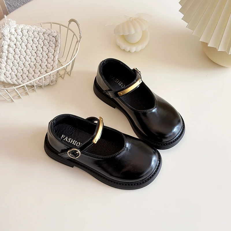 New Spring Autumn Children Shoes Fashion Wine Red Versatile Girls Causal Leather Shoes Round-toe Kids Princess Mary Jane