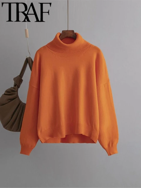 Traf Women Chic Fashion | Traf Zara Woman Sweater | Womens Turtleneck Traf  - Women Knit - Aliexpress