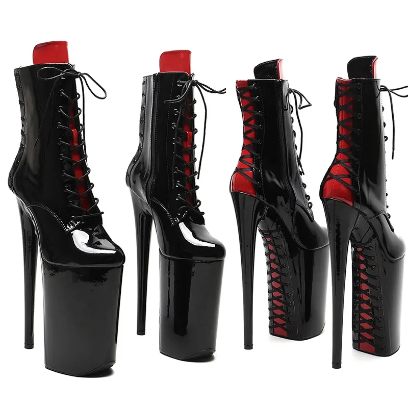 

Auman Ale New 26CM/10inches Patent Upper Black with Red Sexy Exotic High Heel Platform Party Shoes Pole Dance Boot