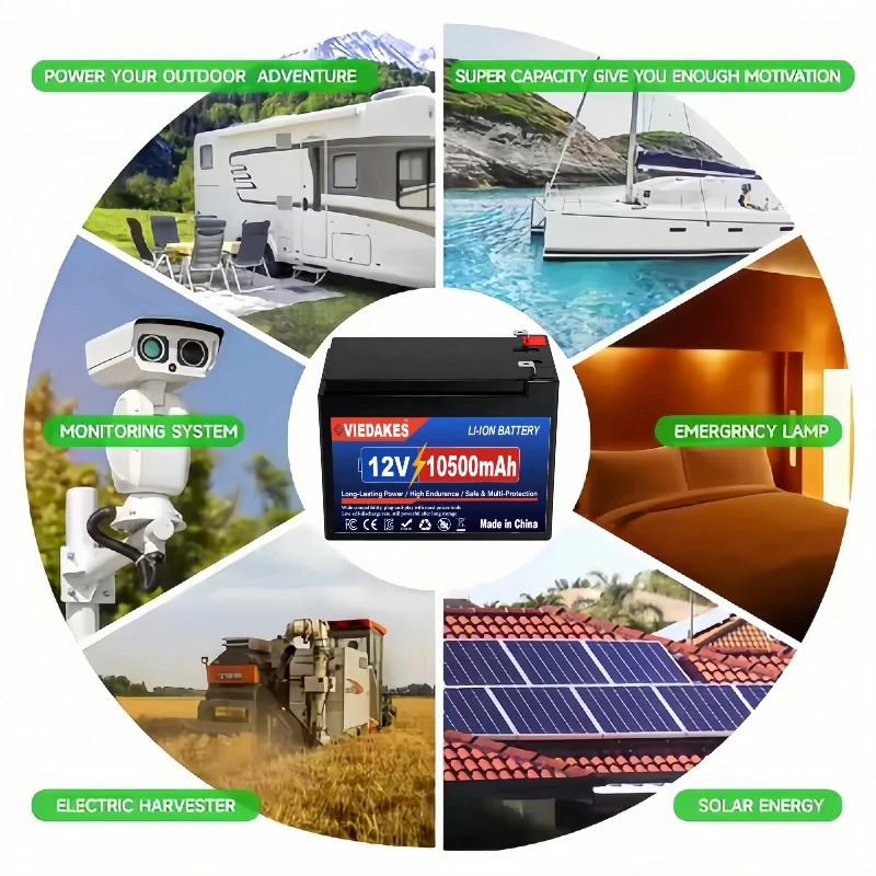 VIEDAKES 12V 100Ah LiFePO4 Battery with Charger High Capacity Fast Shipping Batería de litio fosfato de hierro 12V 100Ah