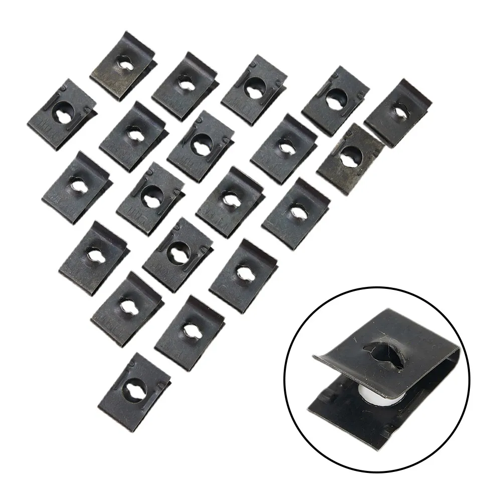 

High Quality Brand New Durable Clips 17mmx10.5mm 20 Pcs Bumper Fender Fastener Metal Motorcycles Trucks U-Type