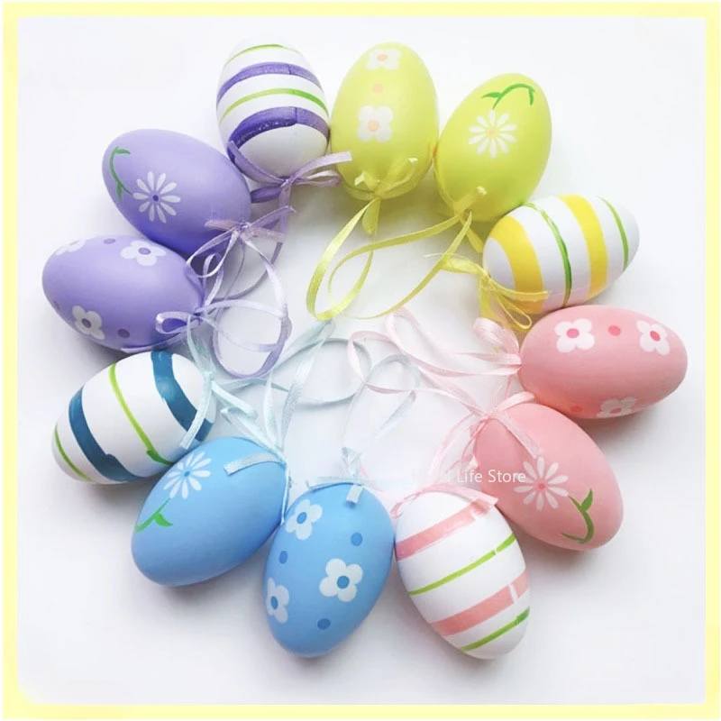 12pcs Easter Egg Cartoon Simulation Plastic Eggshell Children's Toy Gifts for Children 2025 Happy Easter Home Decor
