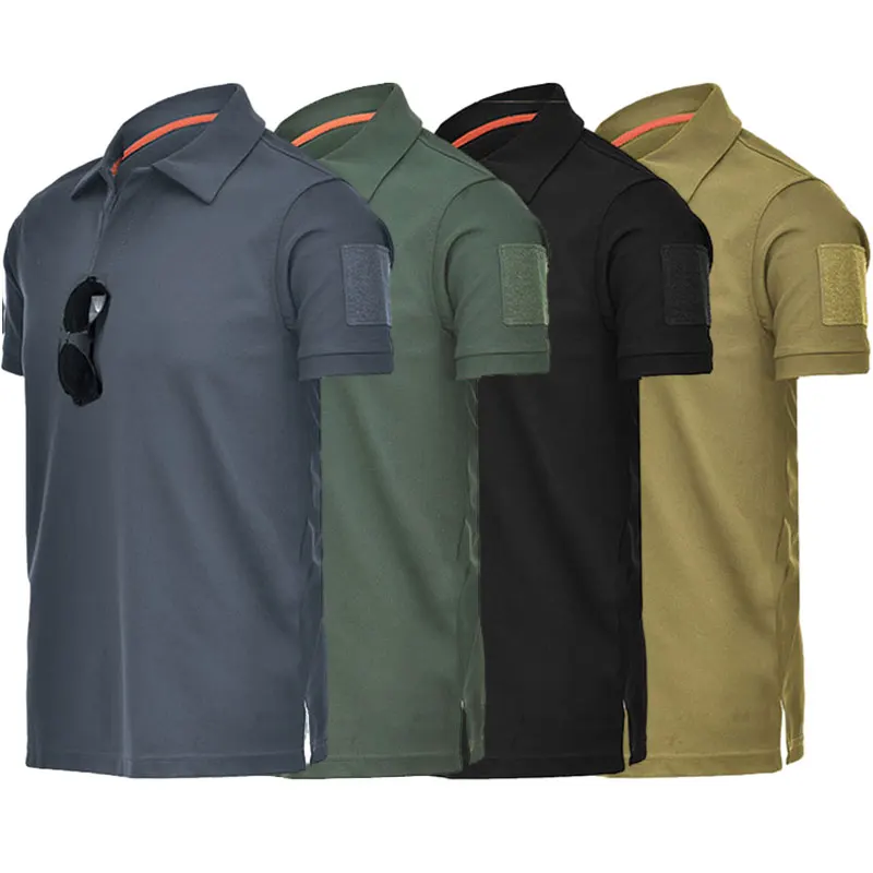 Sport T Shirt Tactical T-Shirt Lapel Loose Summer T-Shirt Quick Drying Short Sleeves Men Elastic Summer Outdoor Camping Hiking