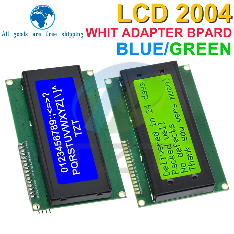 TZT LCD2004+I2C 2004 20x4 2004A Blue/Green screen HD44780 Character LCD /w IIC/I2C Serial Interface Adapter Module For Arduino