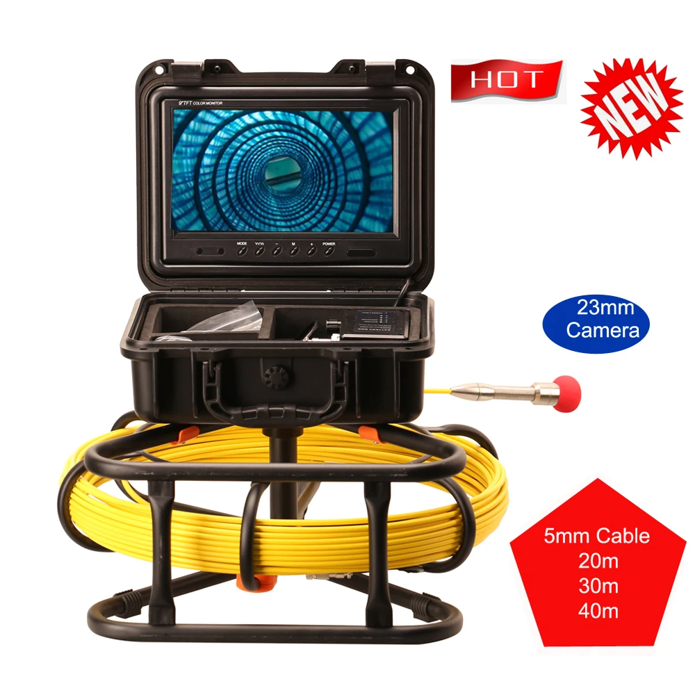 512HZ sonde Locato AHD 1080P DVR 9INCH LCD Monitor Pipe Sewer Drain Inspection Camera system 50m soft cable Video Audio recorder 5mm cable rob 23mm 1080p self leveling 512hz sonde pipe inspection camera system 10 monitor meter counter