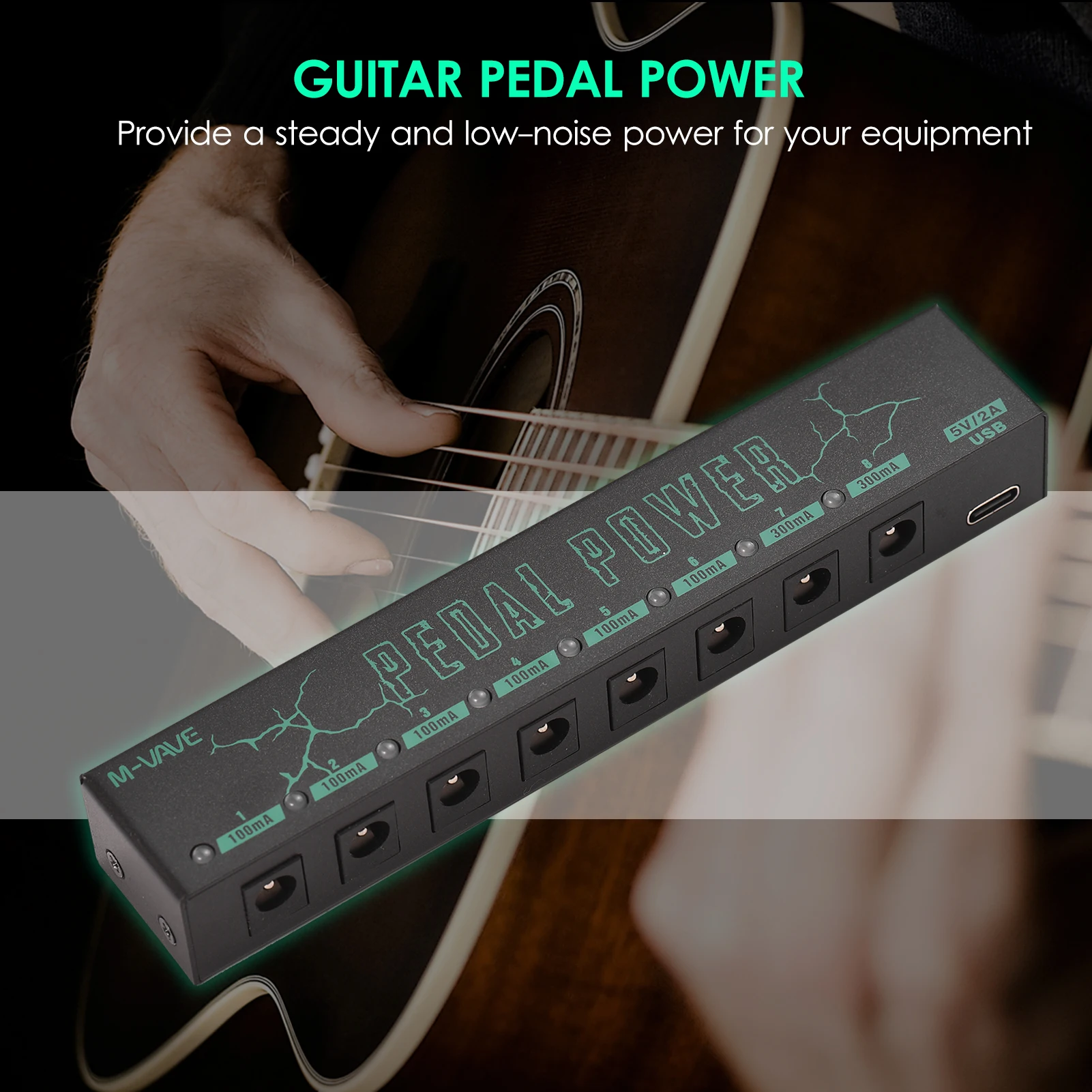 Enhanced 9V Guitar Pedal Power Supply with 8 Isolated Outputs