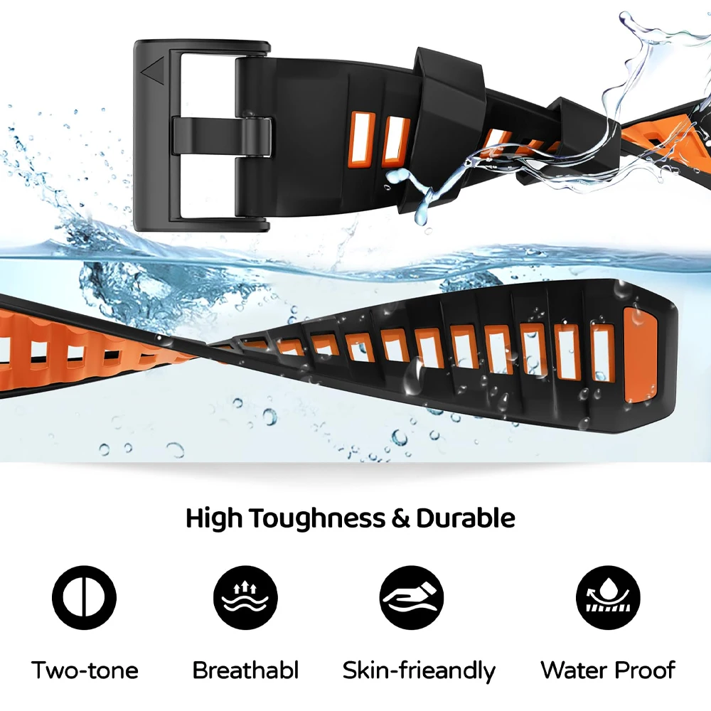 Sport Silicone Strap for Garmin Fenix 8 Pro 47mm 51mm E 7 7X/Epix Pro/6 6X/Enduro 3 Soft Bracelet 22/26mm Quickfit Official Band