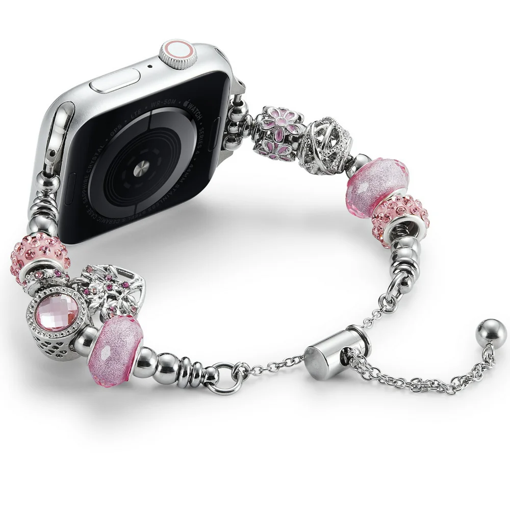 

Fashion Bead Strap for Apple Watch Band 40mm 41mm 44mm 45mm 38/42mm Bracelet for Iwatch Series 6 7 8 SE 5 4 Women Wristband