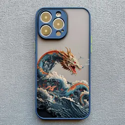 Luxury Fashion East Dragon Sea Wave INS Phone Case Cover for iPhone 11 (Blue LTHL 7)