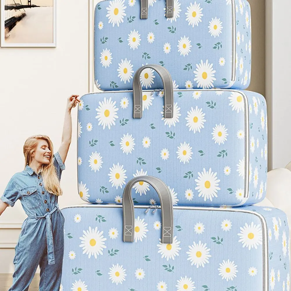 Daisy Quilt Storage Bag Foldable Household Clothes Organizer Closet Organizer Storage Containers Storage Box with Handles 5
