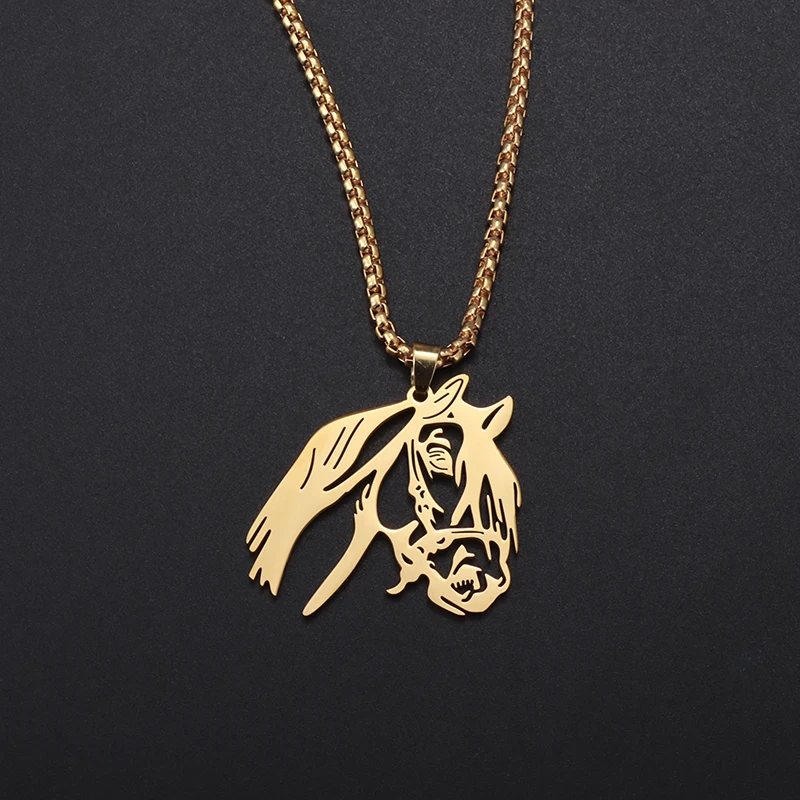 High Quality Stainless Steel Exquisite Horse Head Pendant Necklace Trend Jewelry Gift for Men and Women Couples