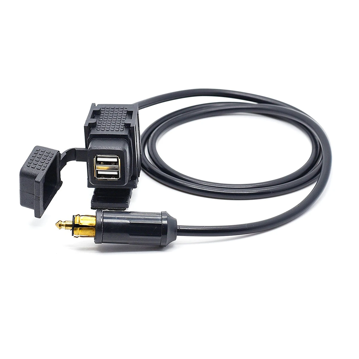 Motorcycle 4.2a Dual Usb Charger Socket Power Adapter With 180cm Cable