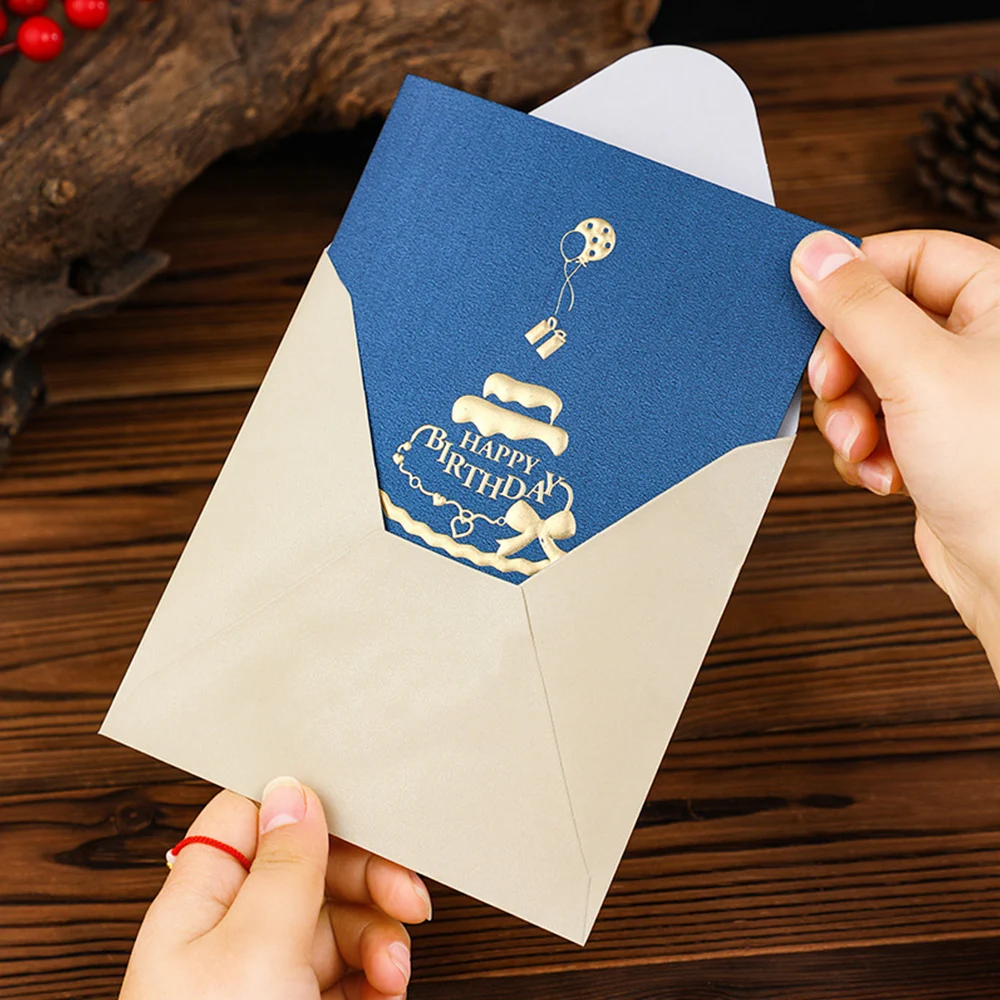 Ins 3D Pop-up Birthday Cake Shape Greeting Cards Birthday Christmas Card Postcard Party Wedding Decor Creative Gifts Cards