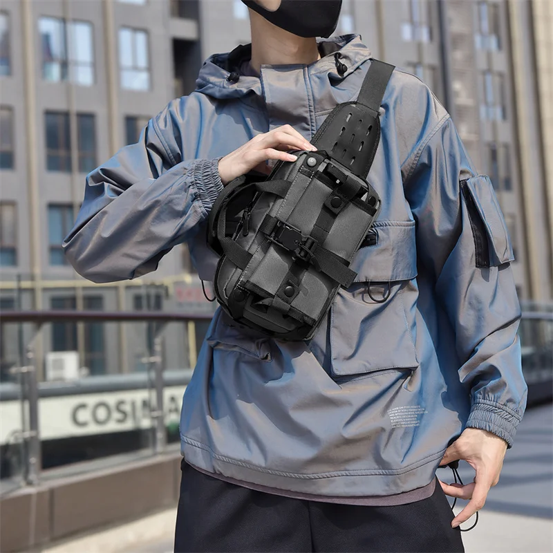 New Men's Sports Waist Bag Waterproof Mobile Phone Crossbody Bag Outdoor Sports Crossbody Chest Versatile Shoulder Cool
