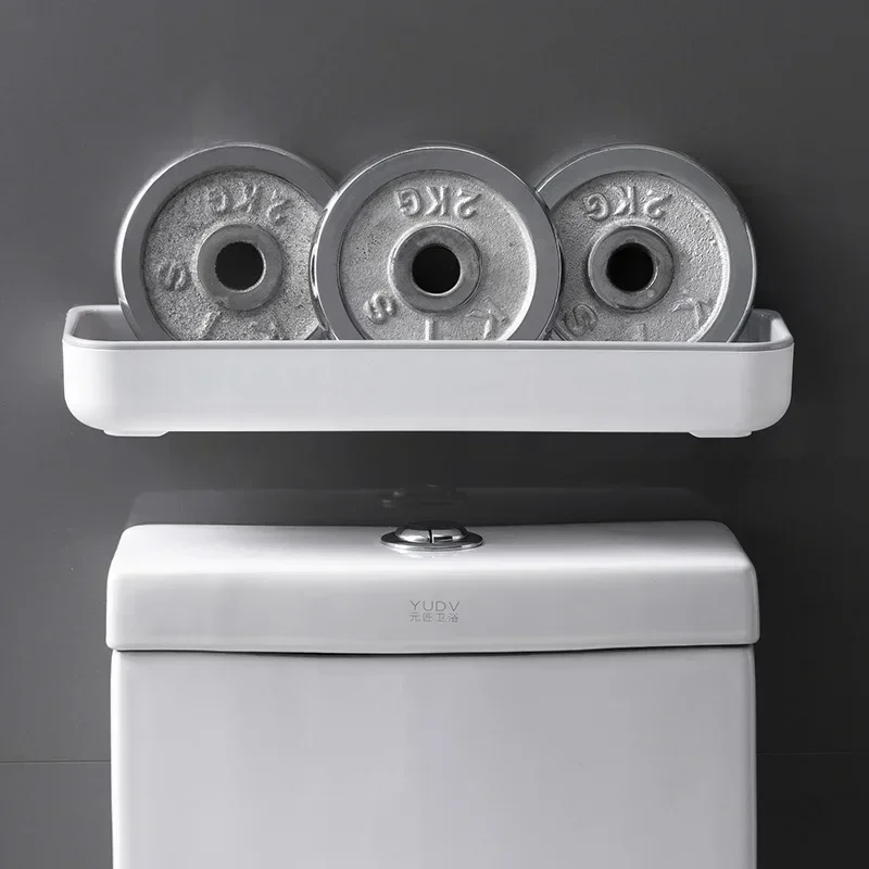 Toilet Bathroom Storage Cabinet Rack Wall Hanging Hole Free Multifunctional Artifact Above Toilet Rack White Shelf Organizer 3