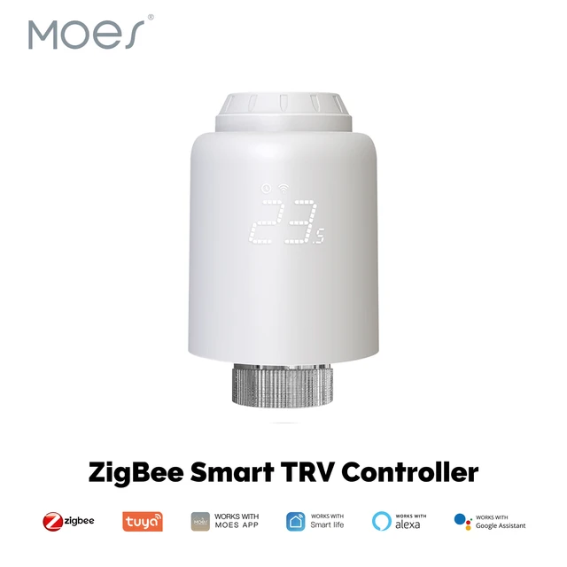 Moes Tuya ZigBee3.0 Radiator Actuator Valve Smart Thermostat Temperature Controller External Sensor TRV Voice Control Alexa