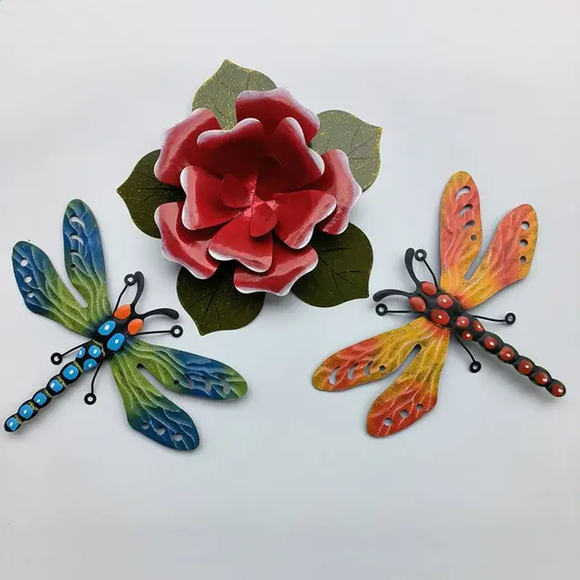 Új Fém Méh Dragonfly Fal Art Függő Szobrok Díszek Hátsó Udvar Kerti Vas Művészeti Beltéri Dekoráció - Image 5