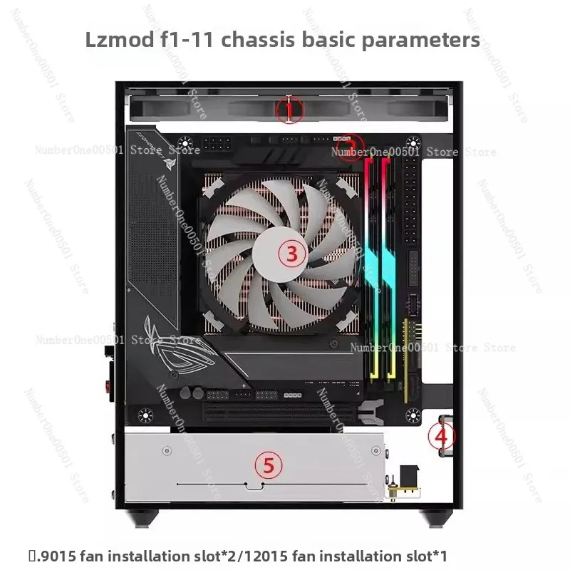 Lzmod mini F1-1U 2.0 ITX Dual-Slot Discrete Graphics Case – Compatible with Colo