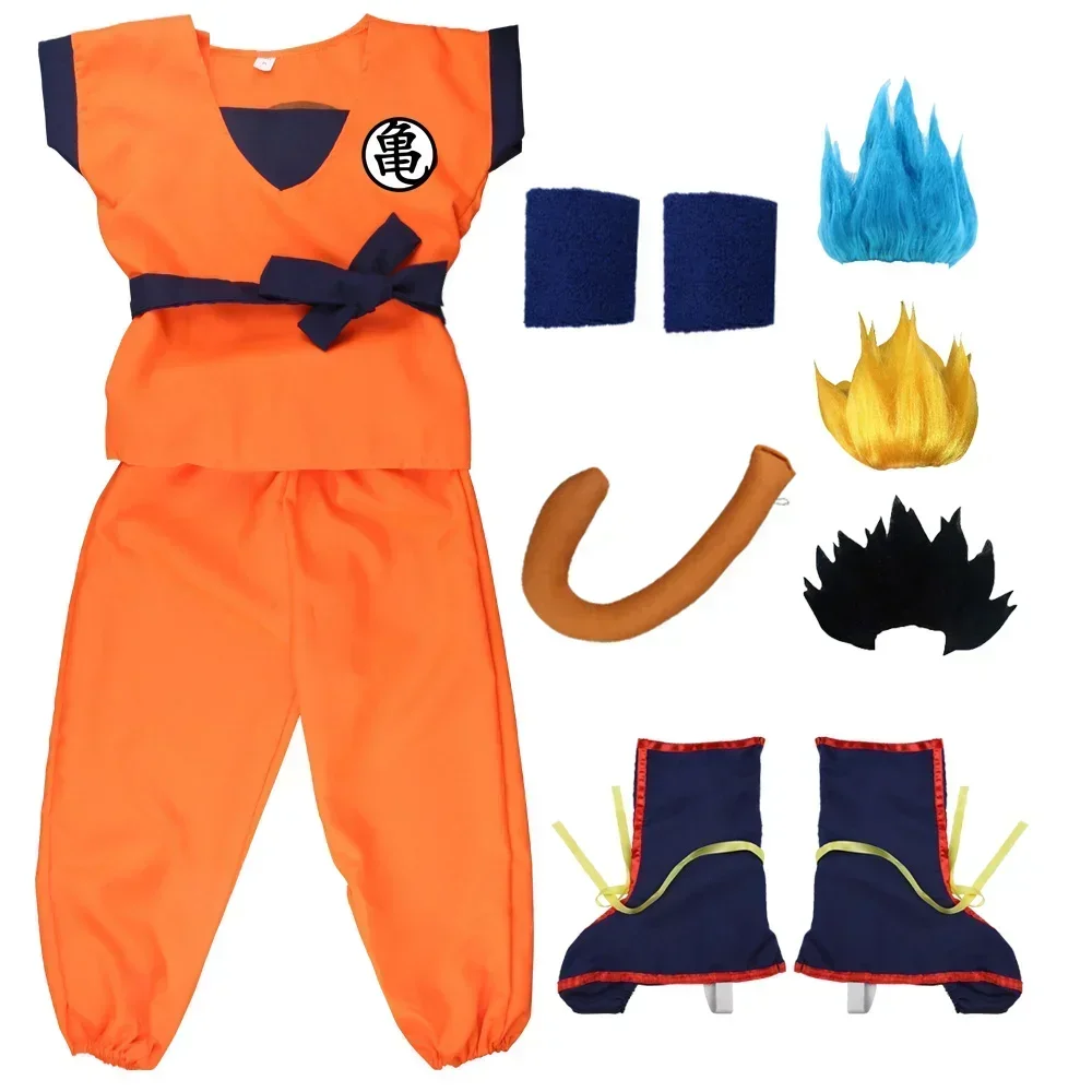 Halloween Suits Son Goku Gui Carnival Anime Cosplay Costumes Tail Wrister Wig Children Dress Up superhero costume,halloween costume,anime bodysuit costume