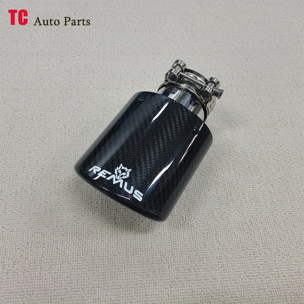 1PCSOvalGlossyCarbonFiberCarMufflerTipExhaustPipeNozzle