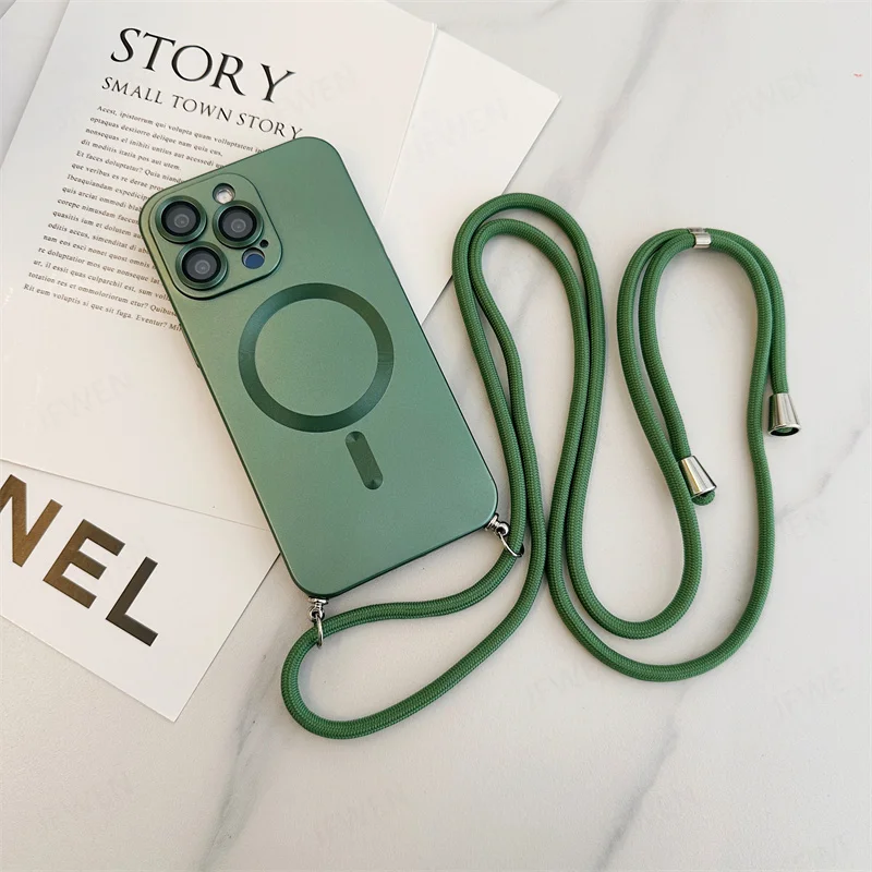 thumbnail image 1 of Crossbody Lanyard Magnetic Case For iPhone 15 14 13 12 11 Pro Max Plus X XS XR For Magsafe Soft TPU Camera Protection Cover, 1 of 5