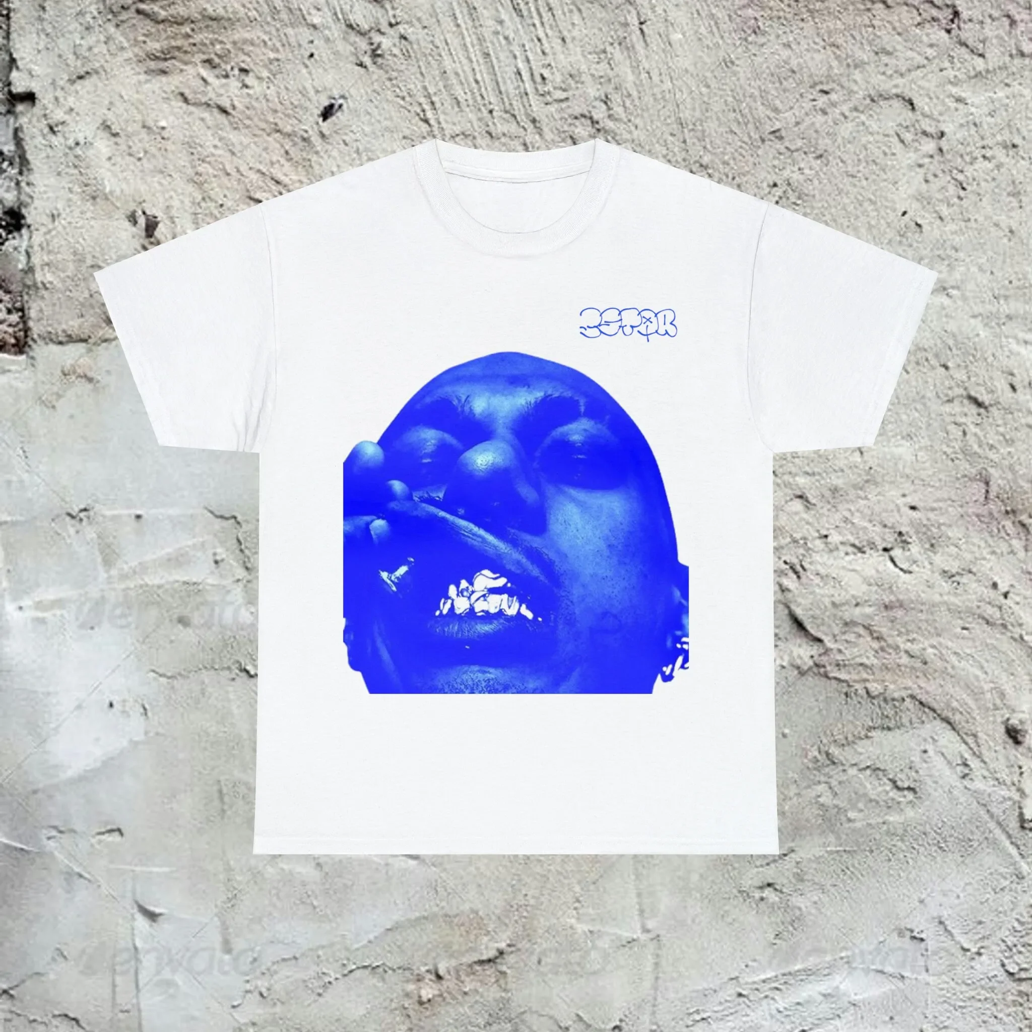 Hiphop Rap Blue Vintage Y2K Unisex Heavy Cotton Graphic Tee Shirt Drill Da Pipa Streetwear Fashion Underground Cool Punk