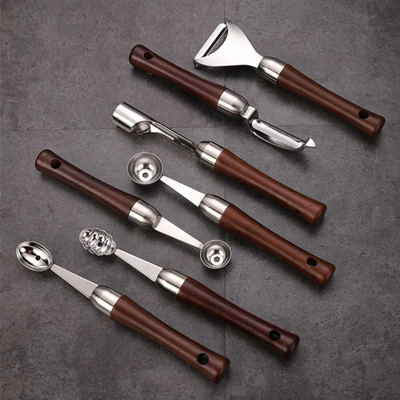 

Fruit Platter Melon Spoon Carving Knife Stainless Watermelon Ice Cream Dig Scoop Home Kitchen DIY Tools Food Cutter Gadgets