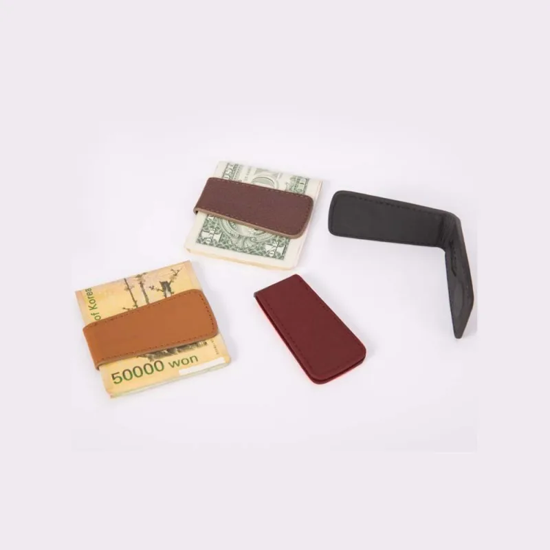 Men's Leather Magnetic Money Clip Credit ID Cards Holder