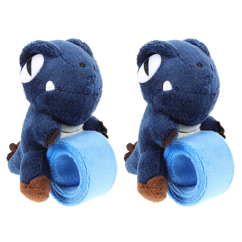 

2 Pcs Dinosaur Circle Slap Bracelet Animals Cartoon Wrist Bracelets Plush Decorative