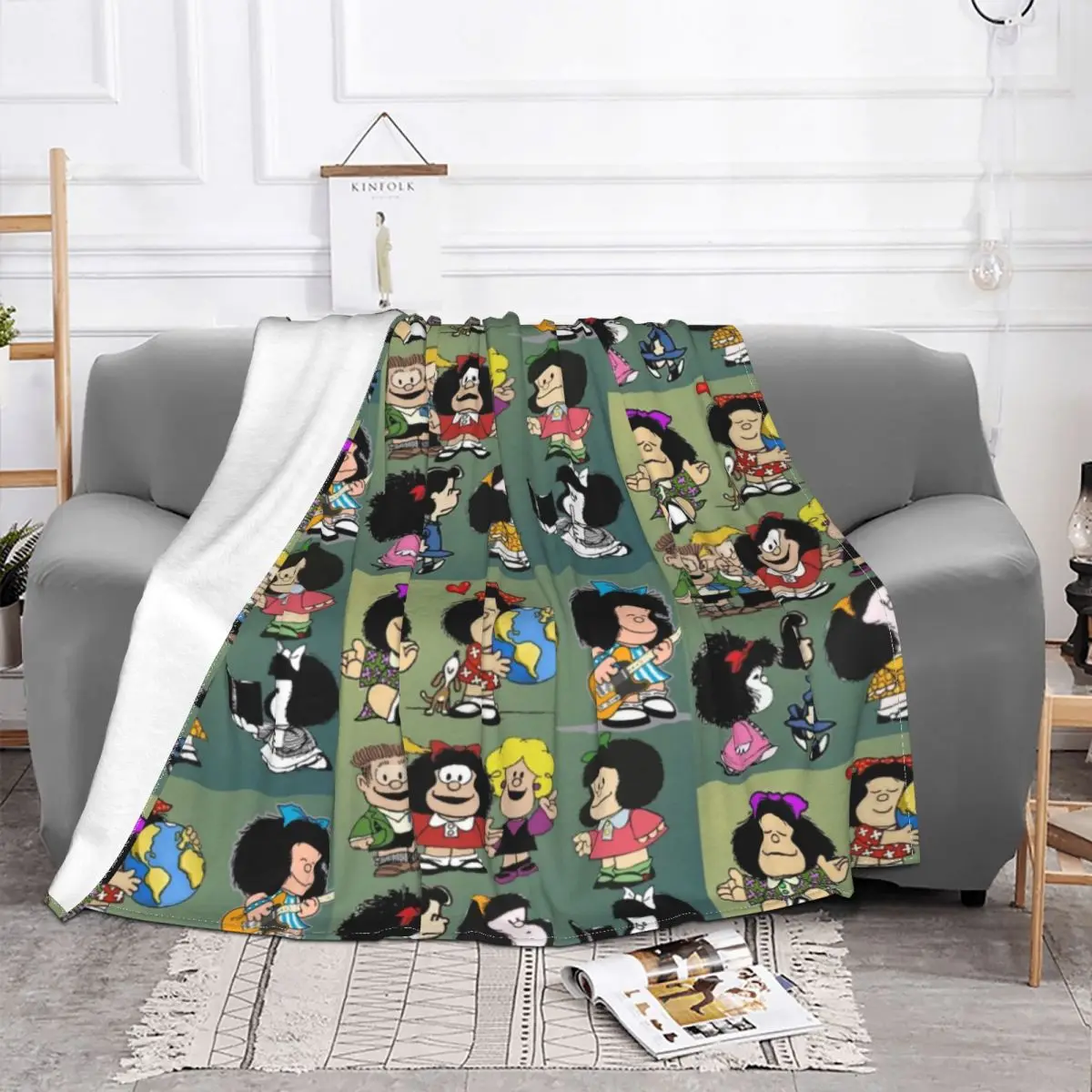 

Kawaii Cartoon Mafalda Anime Blanket Flannel Print Manga Plaid Portable Warm Throw Blanket for Bedding Travel Rug Piece