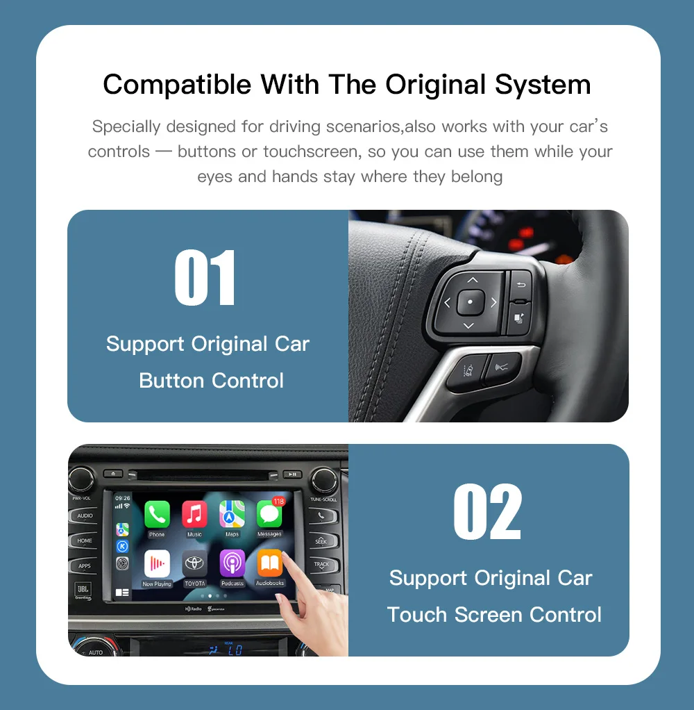 Carabc Wireless Apple Carplay Android Auto For Toyota Highlander 20142019 With Mirroring