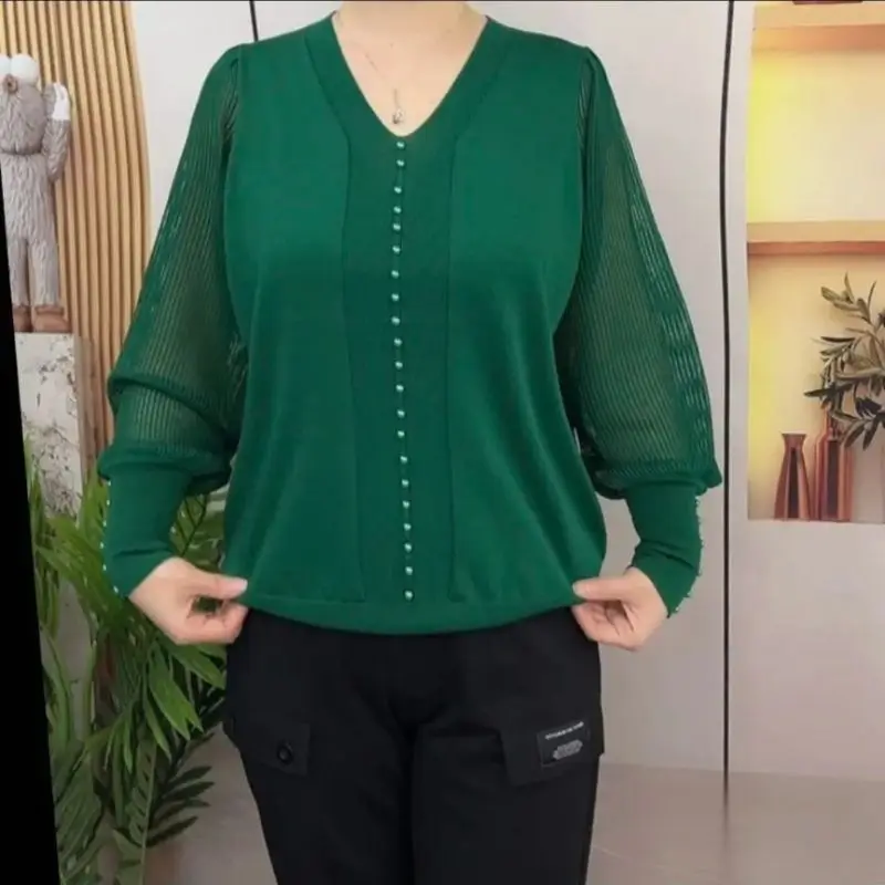 Purple V Neck Blouse For Women Casual Regular Fit With Button Decoration Spring And Autumn Wear
