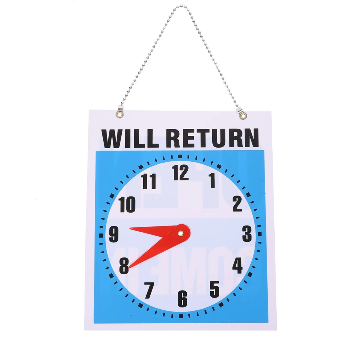 Panneau de porte ouvert en PVC, heures de bienvenue, horloge de bureau fermée, signe d'opération de retour