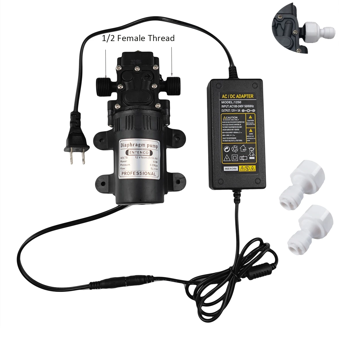 Electric Sprayer Misting Cooling System With 12 V Pump 20-60 FT Mister Line Slip Lock Nozzles Sprinkler For Outdoor Patio 4