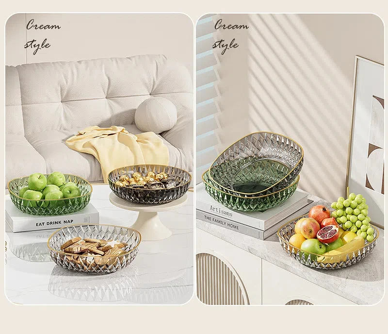 Multifunctional Fruit Plate Clear Plastic Fruit Bowl For Kitchen Party Snack Fruit Tray Kitchen Tableware Luxury Nut Snack Plate