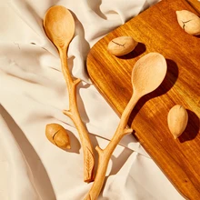 Creative Portable Stirring Spoon Exquisite Eating Soup Scoop Mixing Stirring Wooden Spoon for Kitchen