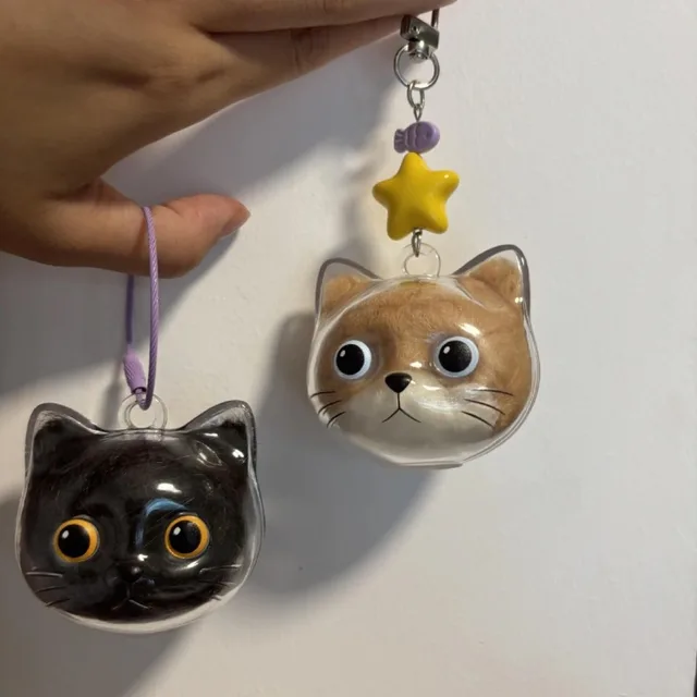Cat Hair Storage Keychain Transparent Box Creative Pet Fur Keepsake Holder Hanging Pendant Portable Cat Fur Organizer Accessory 4