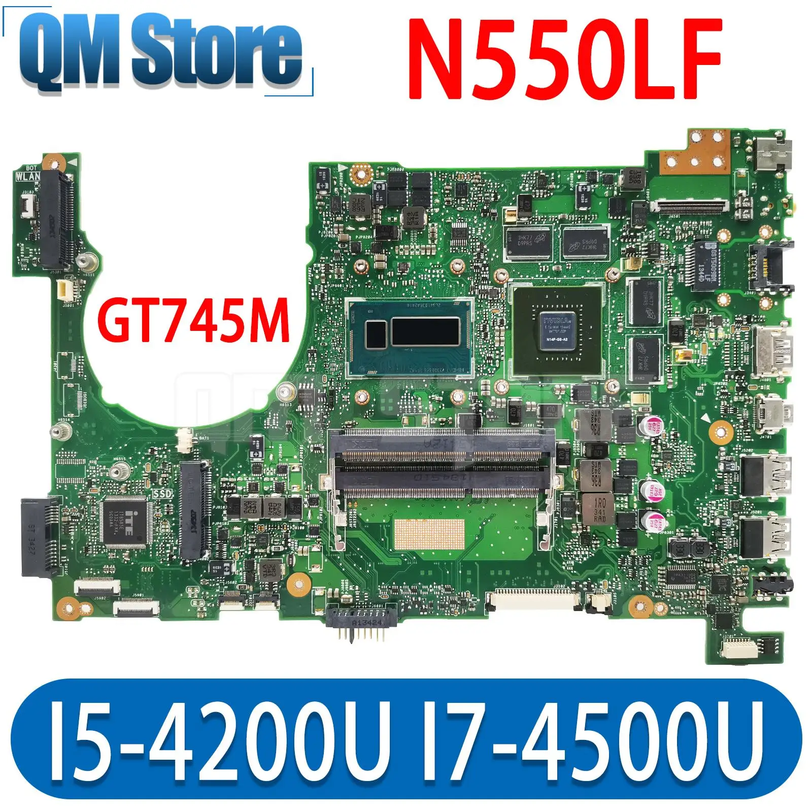 

N550LF Mainboard GT745M GPU I5-4200U I7-4500U CPU Notebook Motherboard for ASUS N550L Q550L Q550LF Laptop Motherboard DDR3