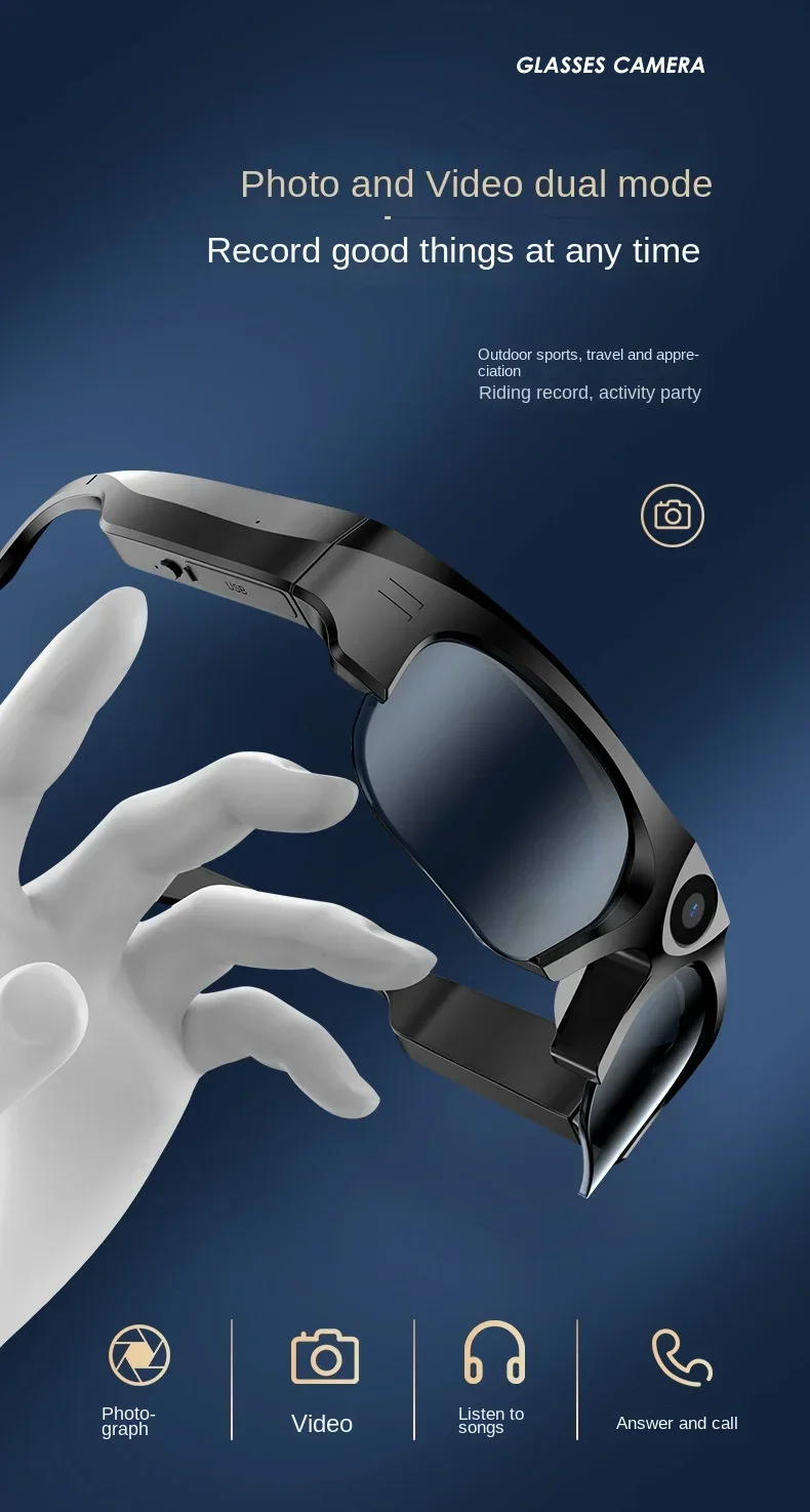 4K HD Sport Bluetooth Glasses Camera Hands-free Recording Perfect Mini DV DVR Ca