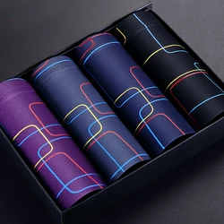 Mens Boxer Shorts Modal Underwear Sexy Striped Underpants Breathable Boxers Bamboo Fiber Panties Male Underwears Plus Size