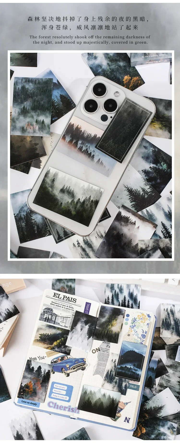 30Pcs Misty Forest Sticker Set Cute Stationery DIY Diary Decor for Scrapbooking & Journaling