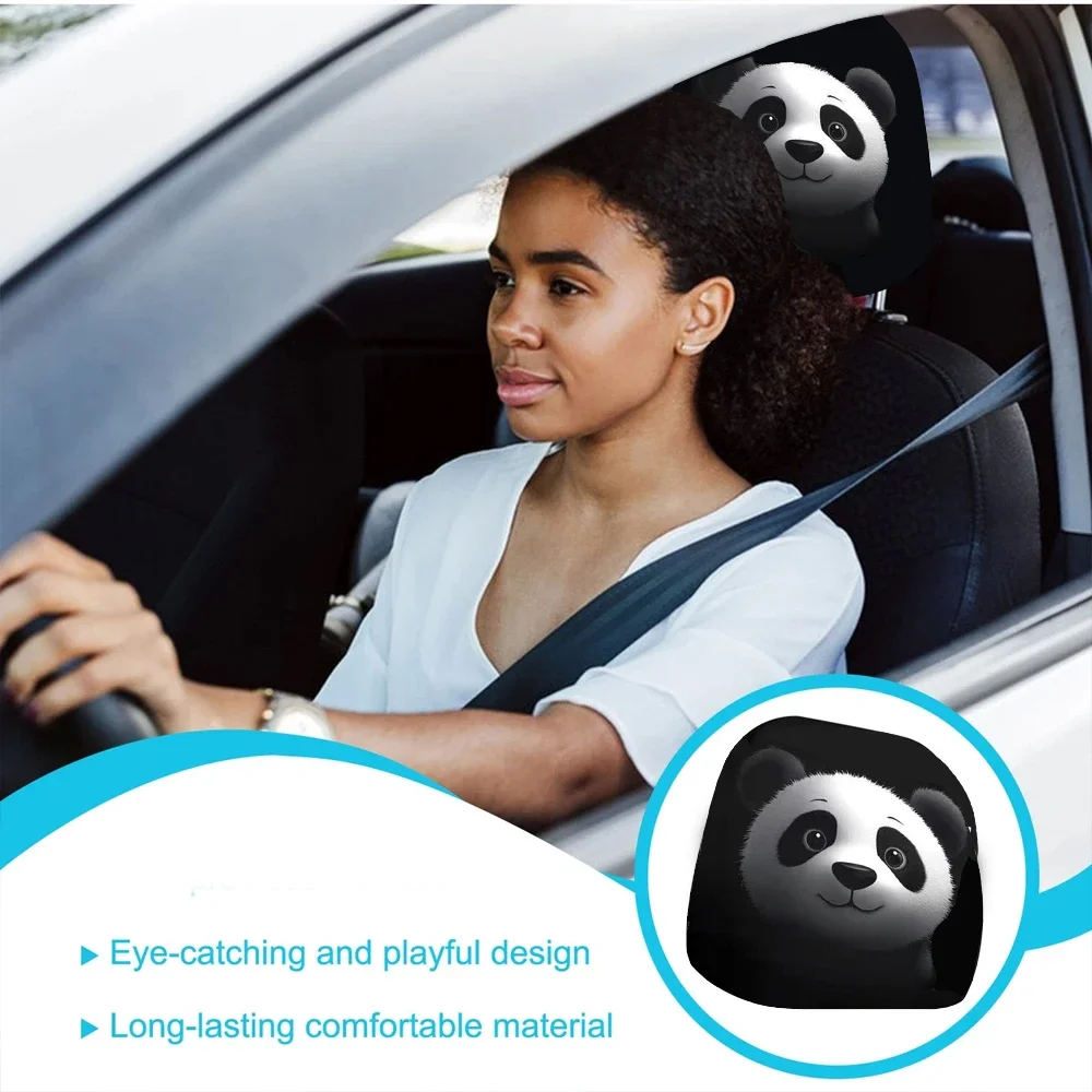 Panda Pattern Double-Sided Car Headrest Protector - Stylish Auto Interior Decor Accessory