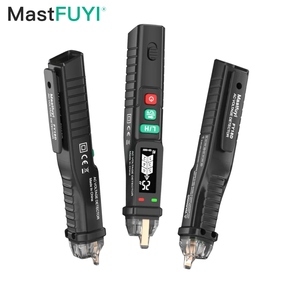 MASTFUYI FY18D 비접촉 전압 검출기 LCD 스크린 전기 펜, AC 전압 테스터, 브레이크 포인트 파인더, 12V-1000V 온도