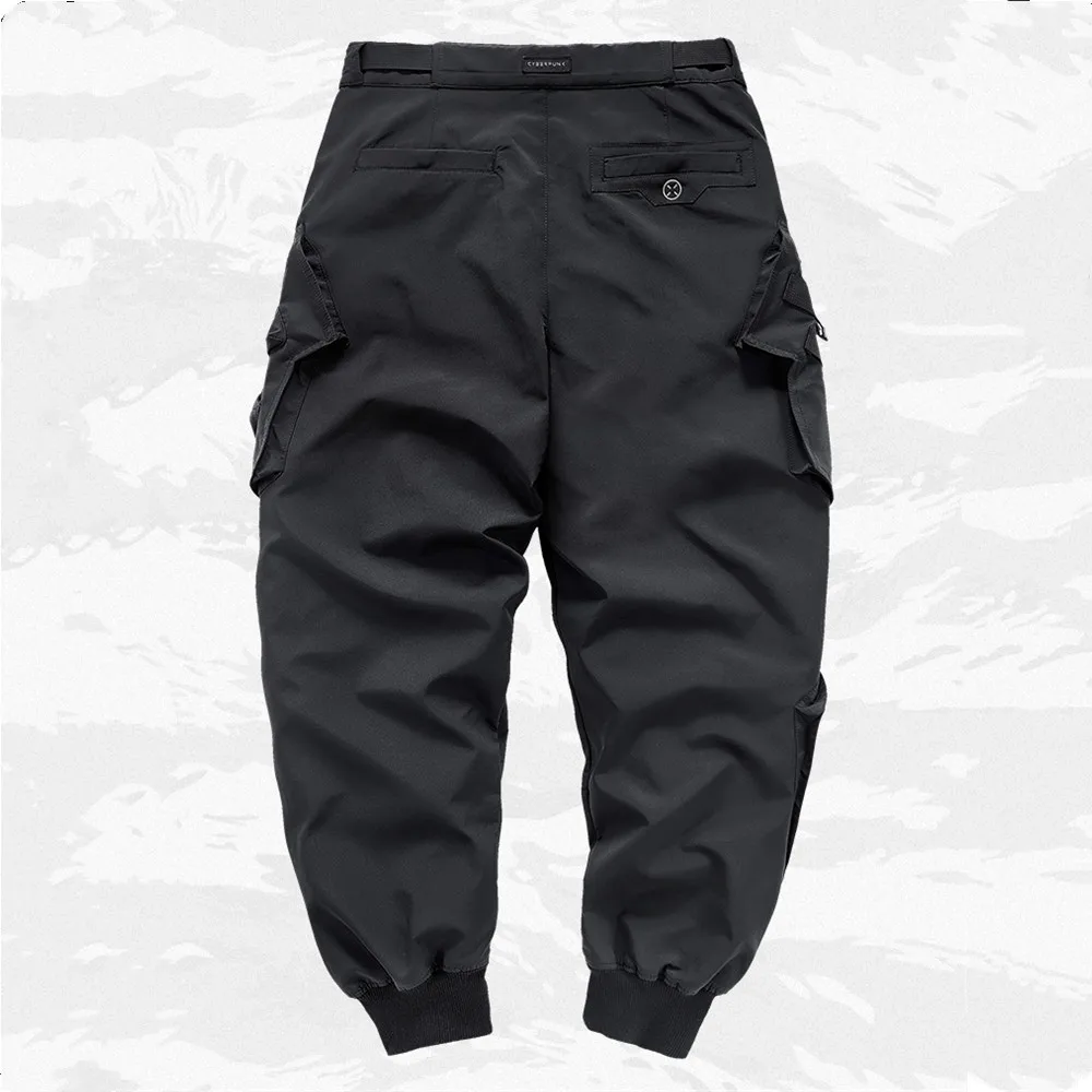 Casual Sports Pants Multi-pocket Functional Hip Hop Cargo Pants Paratrooper Tactical Techwear Adjustable Waistband Men Street Trousers