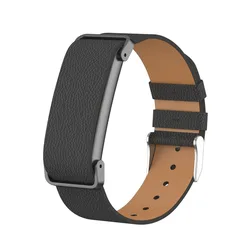 Premium Litchi Grain Leather Watch Strap with Metal Frame - Durable & Breathable - Google Fitbit Air (Black)