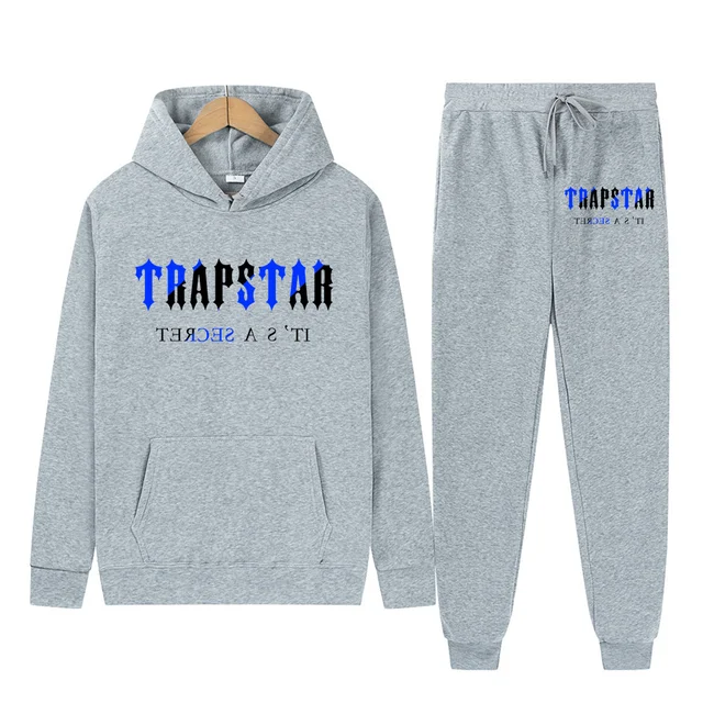 Autumn Tracksuit TRAPSTAR Printed Sportswear Men's 16 Colors Warm 2 Piece Loose Hooded Sweater + Pants Men's And Women's Suits 2